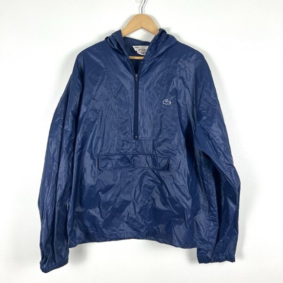 Vintage Izod Lacoste Pullover Jacket Men L Hooded Nylon Windbreaker 90s Gorpcore - Picture 1 of 7
